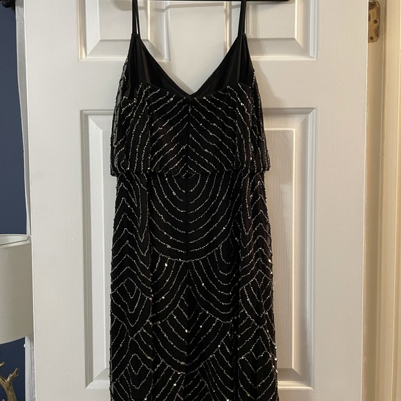 Adrianna Pappel Art Deco Beaded Blouson Dress in Black (knee length) - size 10 - Picture 2 of 3